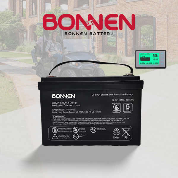 Chariot de golf 12V 100Ah Lifepo4 batterie au lithium 6000 cycles 150A BMS remplacement de batterie au lithium
